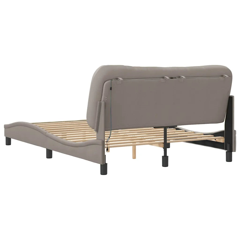 Giroletto con LED senza Materasso-Struttura Letto Hvar Tortora 140x190 cm in Tessuto