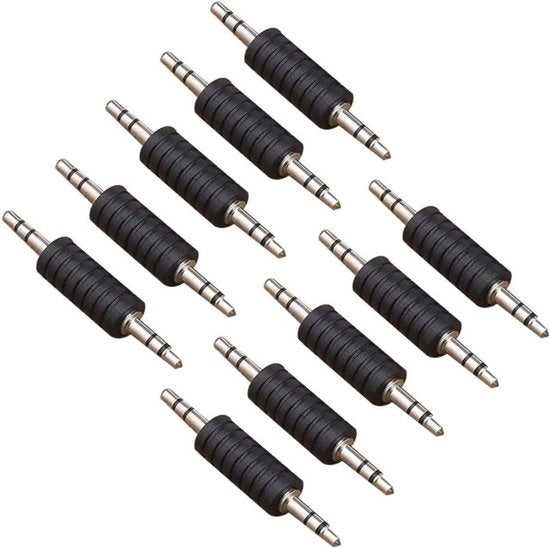 Adattatori Stereo Jack Male a Male 3,5 mm - 10 pezzi - Audio per Laptop, MP3, TV, Auto - Facili da Utilizzare - Alta Qualità di Trasmissione Audio