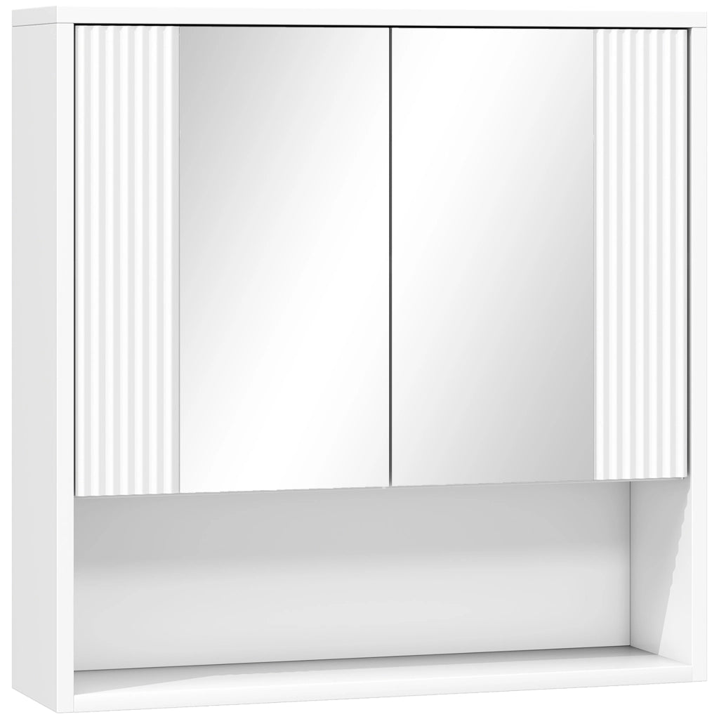 Armadietto da Bagno Parete 60x16x60 cm Mobiletto Ante Soft-Close e Ripiano Regolabile in MDF Bianco