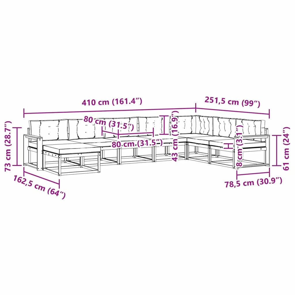Set di divani da esterno 8 pz Bianco e Antracite 3386871