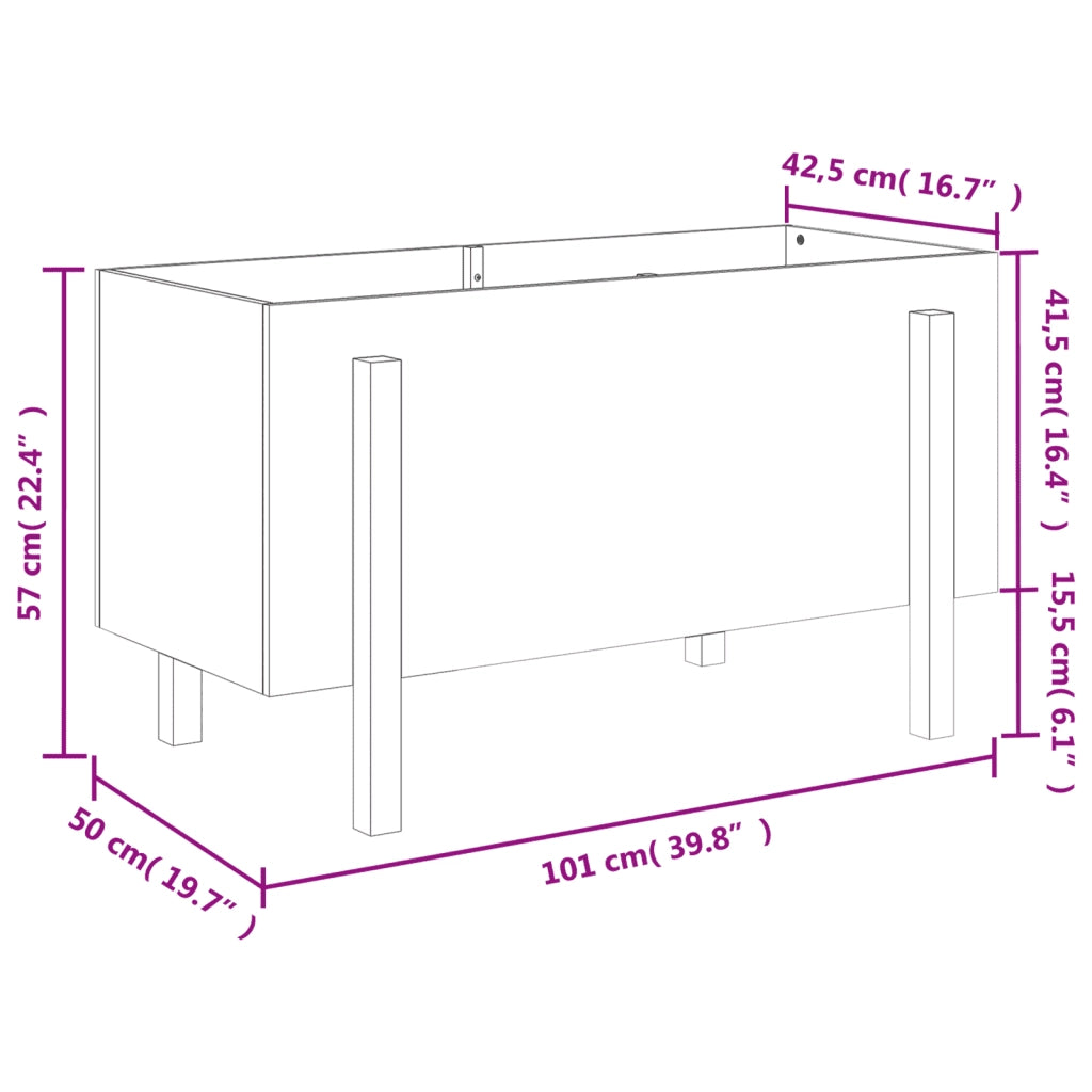Fioriera | Cassetta per fiori | Vaso Rialzata Giardino 101x50x57 cm Legno Massello Douglas