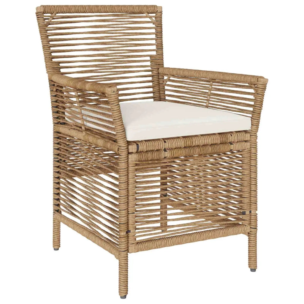 Sedia da esterno con cuscino 4 pcs Beige e Crema polyrattan 42026691