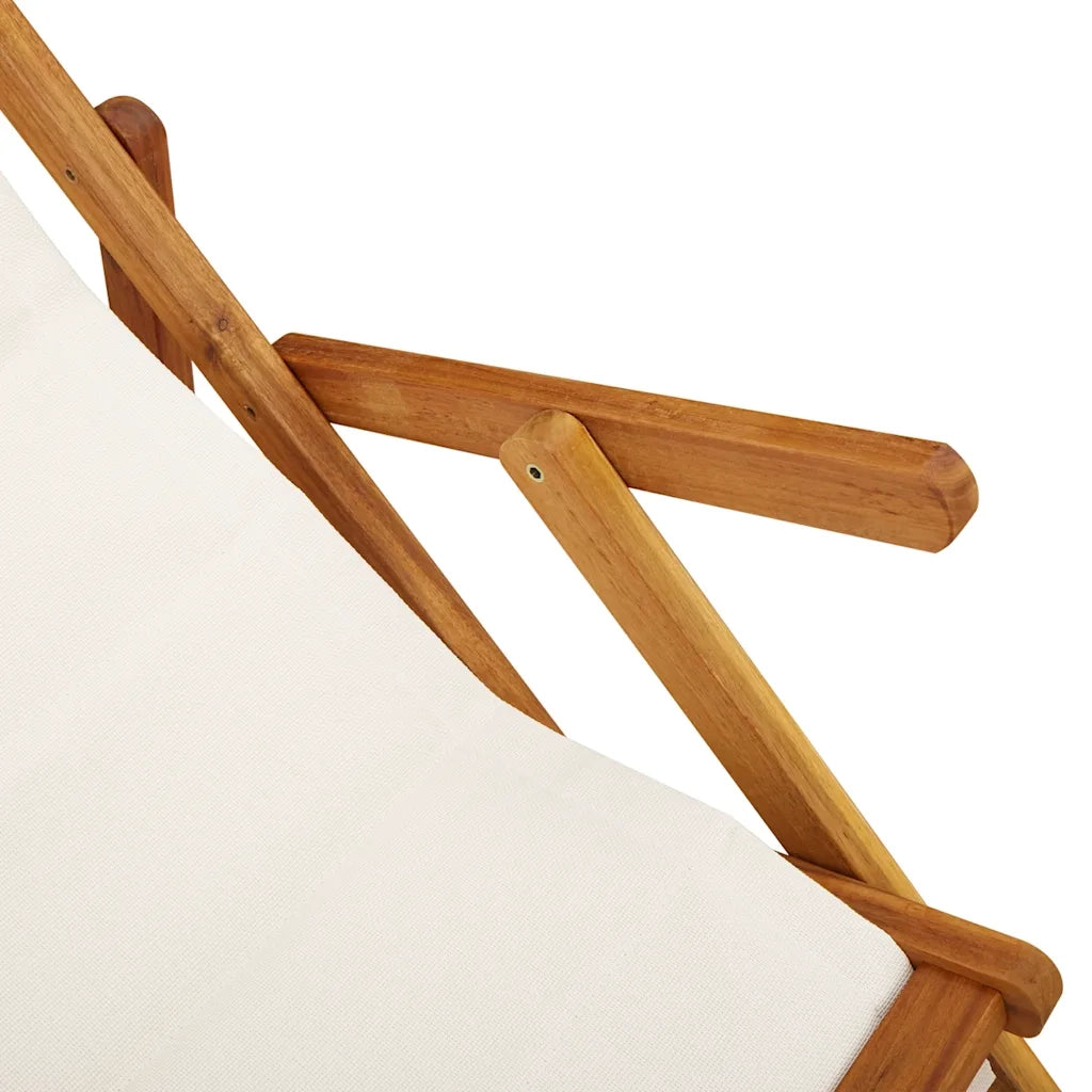 Sedia da Spiaggia Pieghevole Braccioli Legno Acacia&Textilene 4108068
