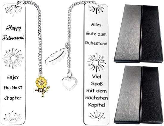 Wijzers in Rostof Acciaio Inossidabile - Etichettatura - Scatole Regalo - Stile - Regali di Natale - 2 Pezzi - Sostegni Libri
