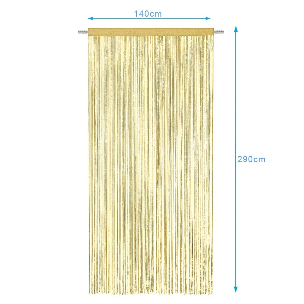 Tenda a Fili Elegante Per Porte Finestre Pannello 140x290 Cm Divisorio Camere Stanze Ambienti Senape