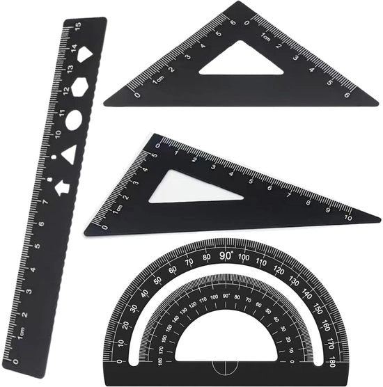 Kit di livella 4 pezzi - Livella metallica 15 cm - Livella a curva 180 gradi - Livella a tre lati 10 cm - Leggero - Duraturo - Kit di misurazione