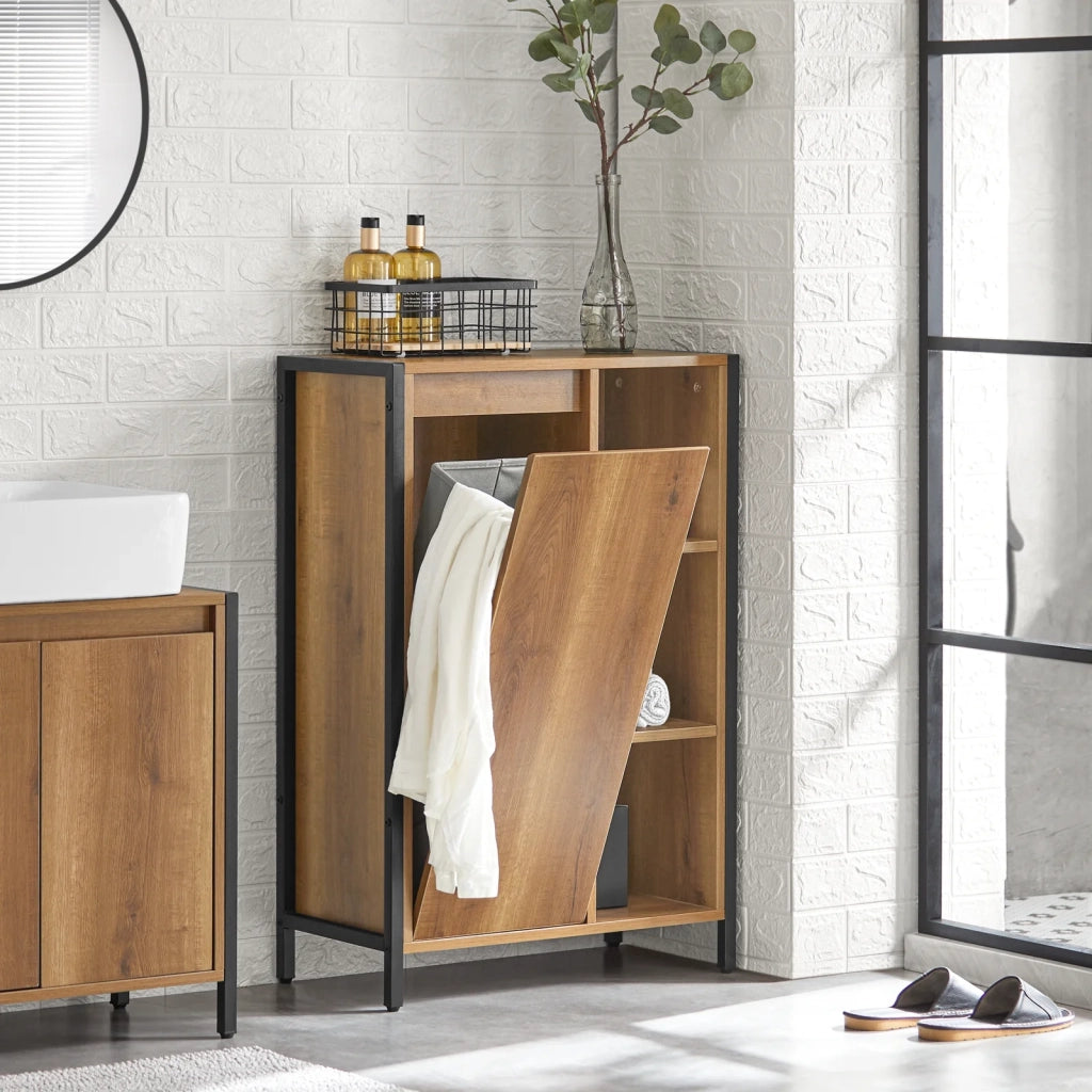 Mobile lavanderia con sacchi portabiancheria pieghevoli, Portabiancheria, Mobile bagno, Stile vintage, 60x30x90cm BZR65-PF SoBuy