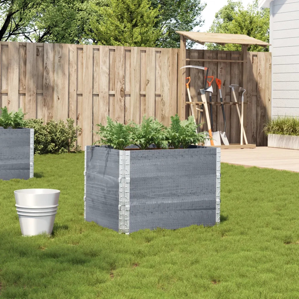 Fioriera | Cassetta per fiori | Vaso da Giardino Grigia 80x60 cm Legno Massello di Pino
