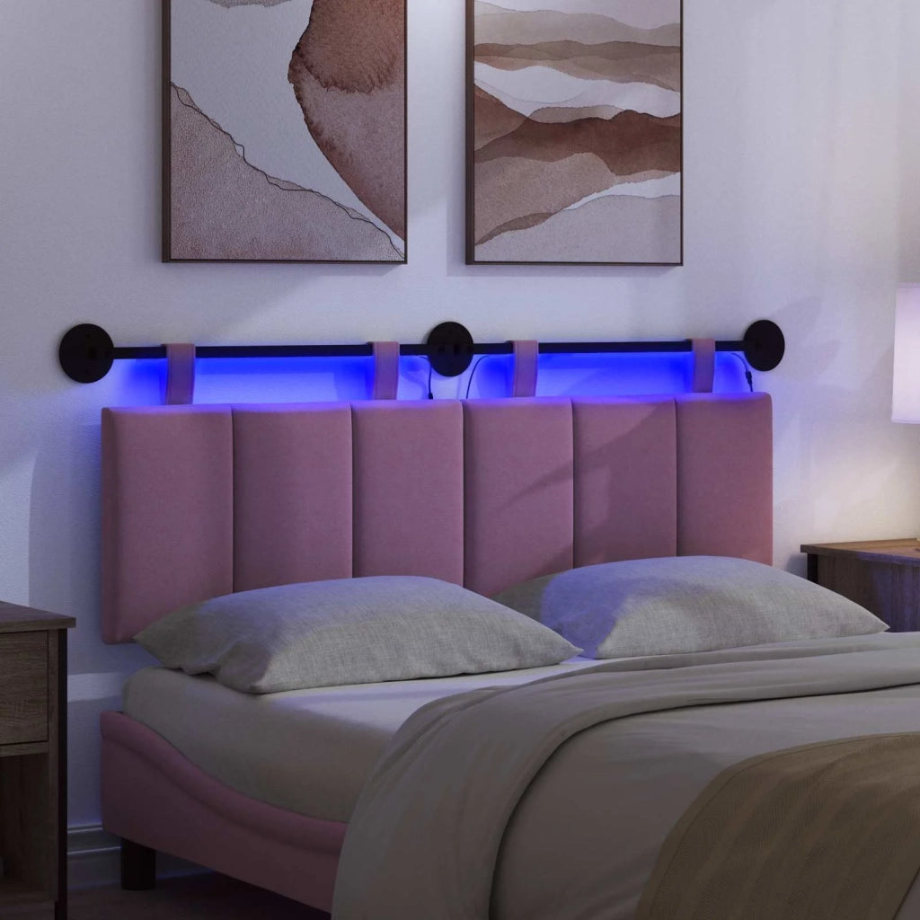 Testiera sospesa Con luce LED Rosa Tessuto