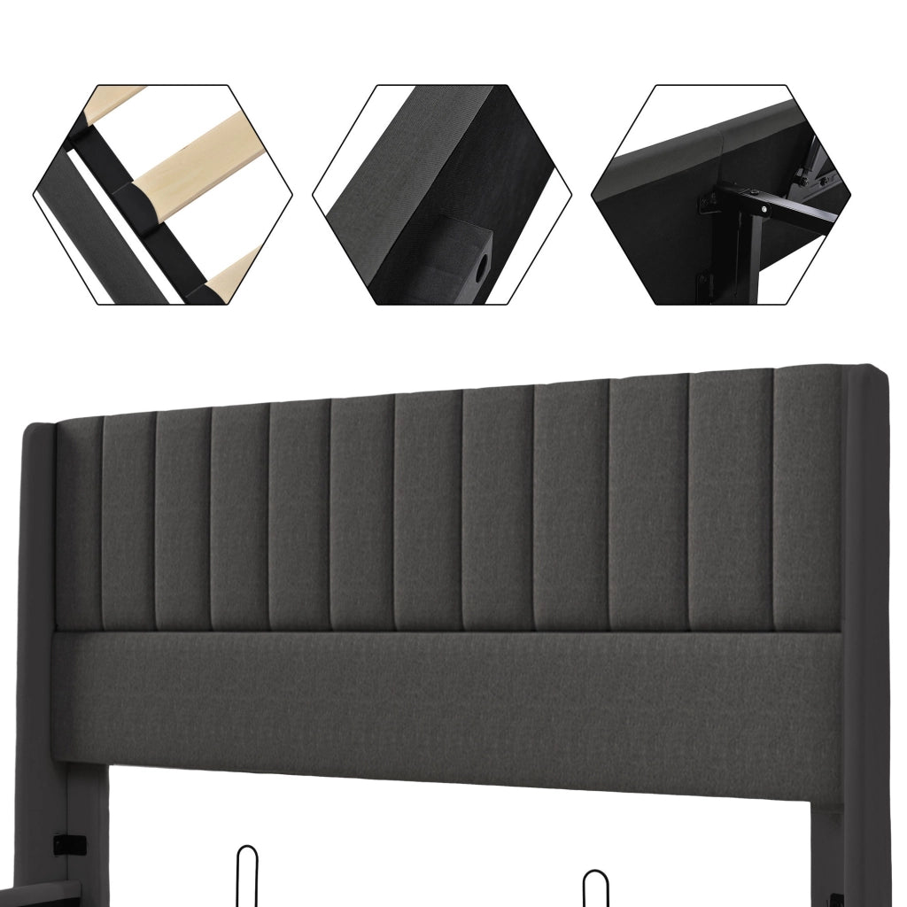 Letto matrimoniale contenitore idraulico 140x200 cm grigio