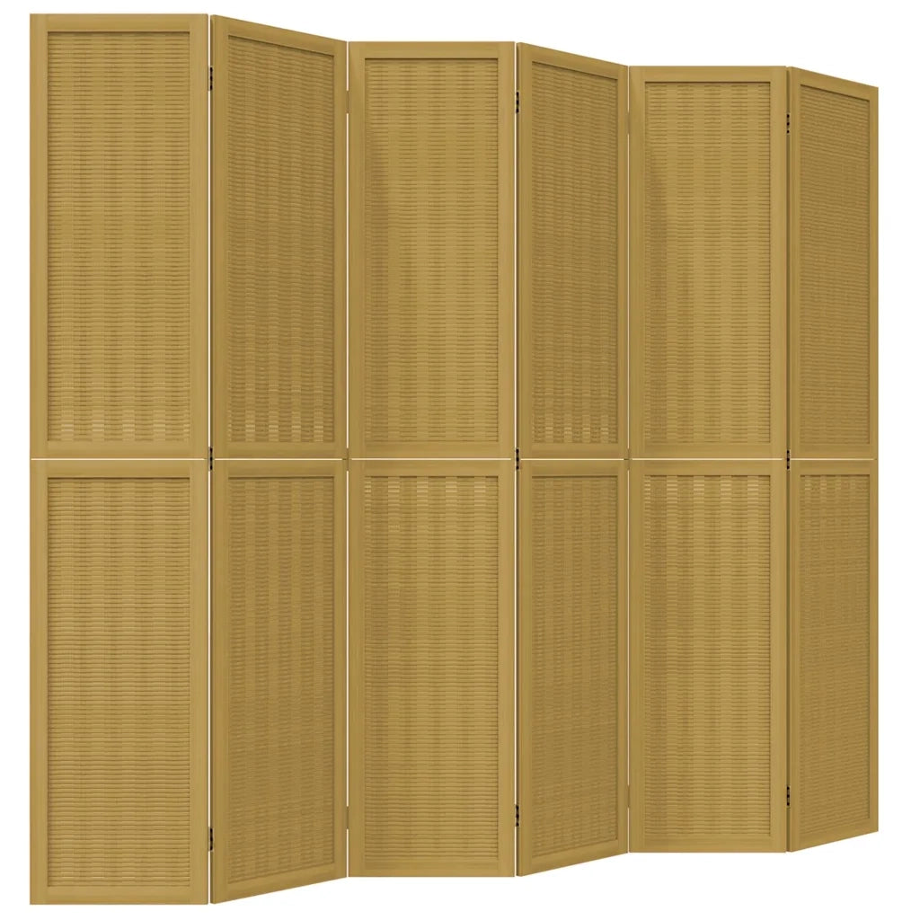 Divisorio Ambienti 6 Pannelli Marrone Legno Massello Paulownia 358827