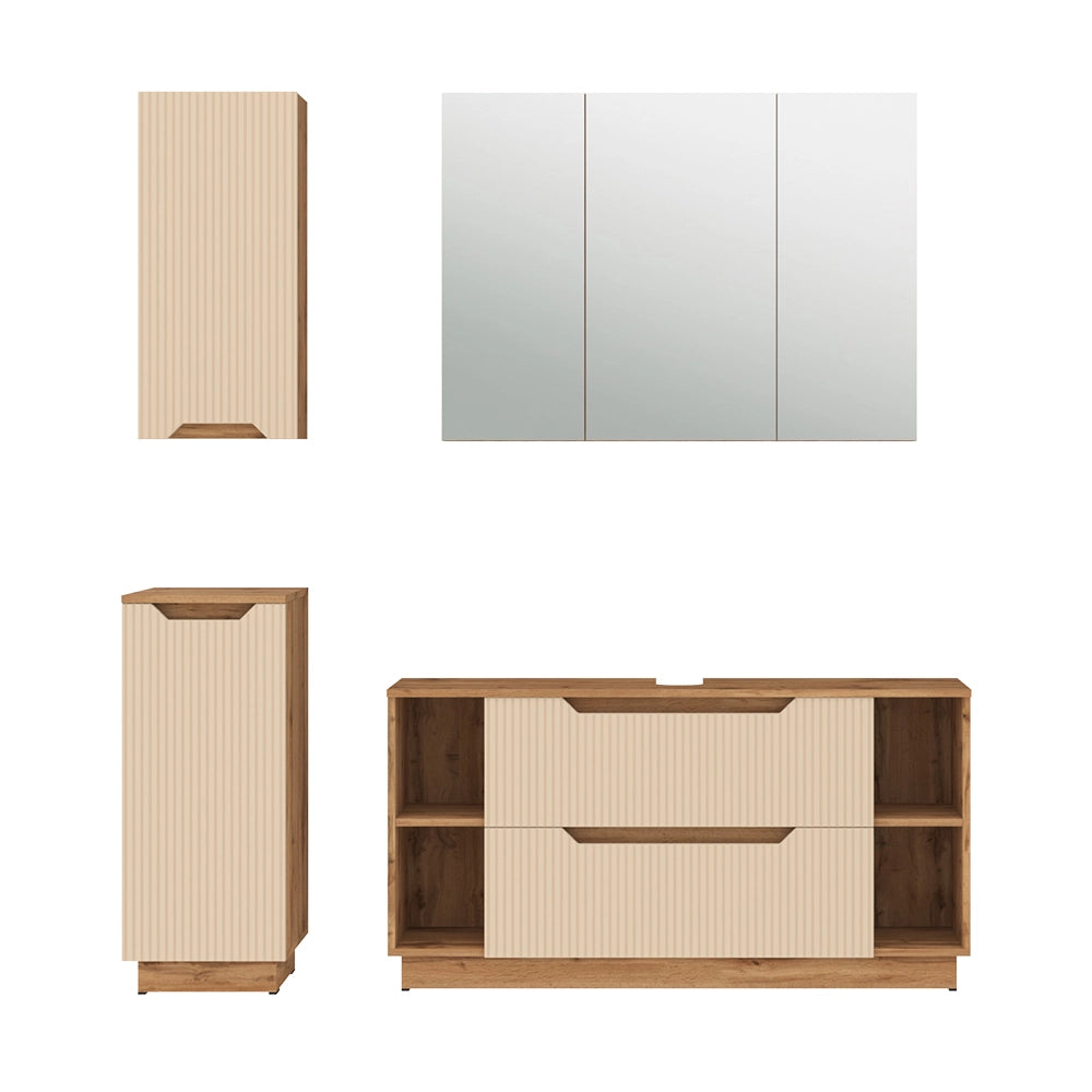 Vicco Set di mobili da bagno Rovere/cashmere a righe 4 parti
