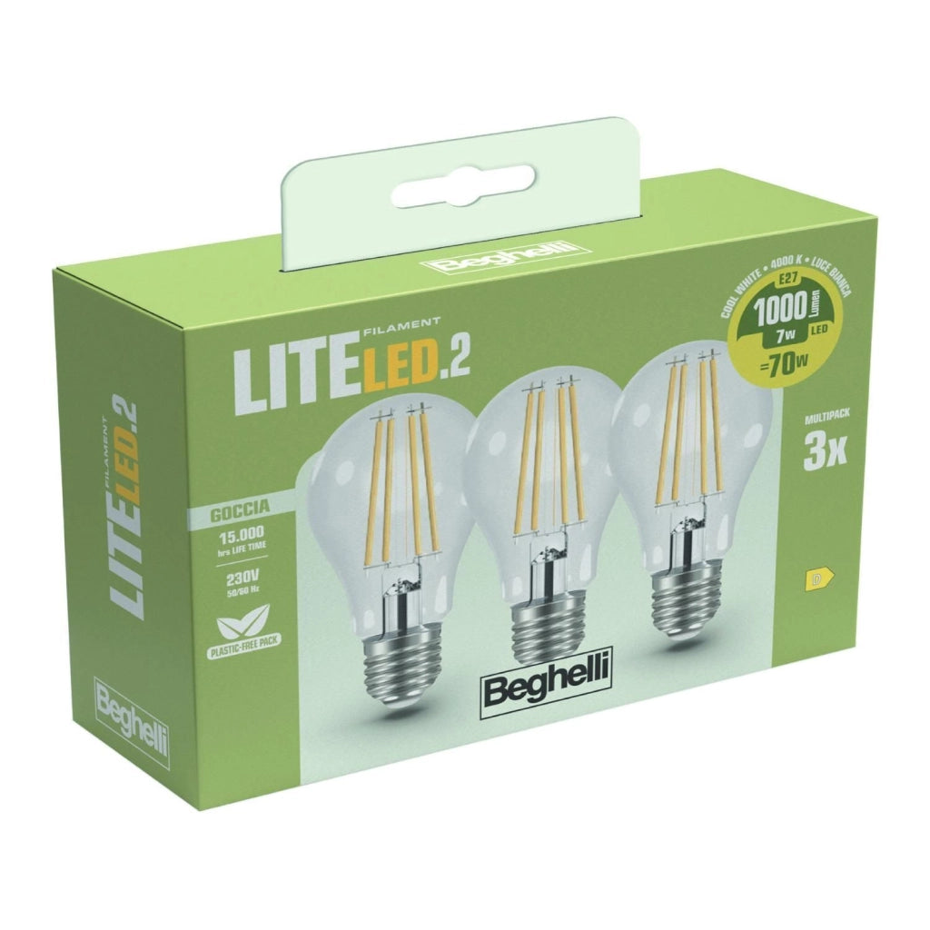 Beghelli 58121 lampada LED Bianco caldo 2700 K 7 W E27 D
