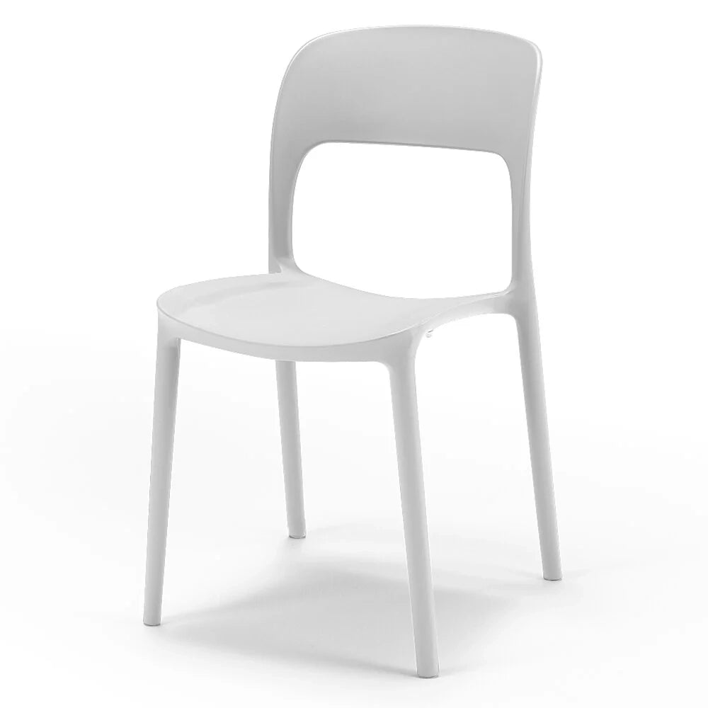 Set 6 sedie in polipropilene KATE, impilabile, resistente ai raggi UV, design moderno, ideale per sala da pranzo, cucina, sala d’attesa, bar, ristoranti o da esterno, colore Bianco