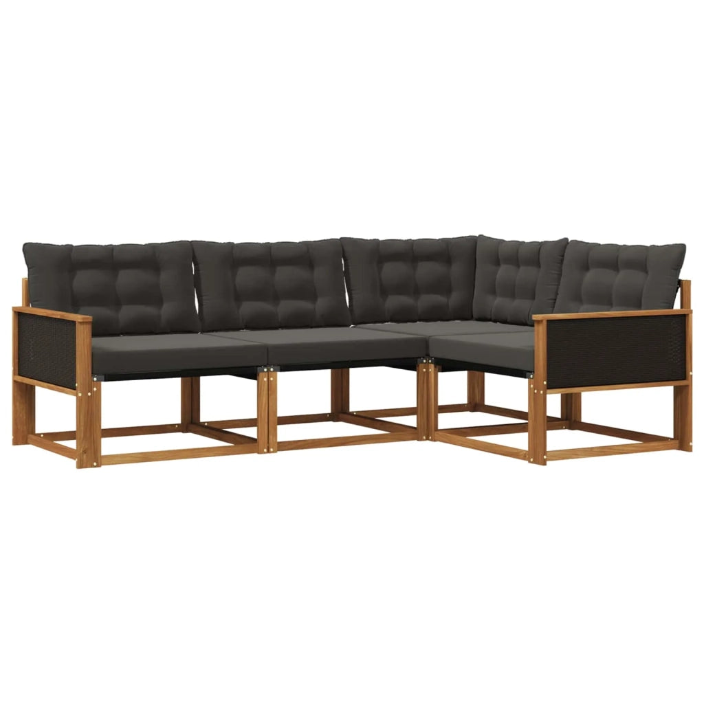 Set di divani da esterno 4 pz Naturale e Nero 3381384