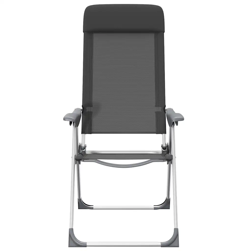 Sedie Pieghevoli da Campeggio 2 pz in Alluminio Nere 44305
