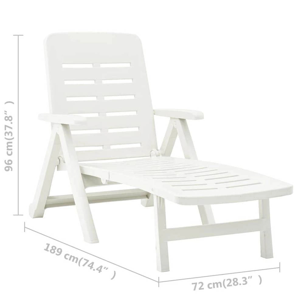 Folding Lounger, Plastic, White