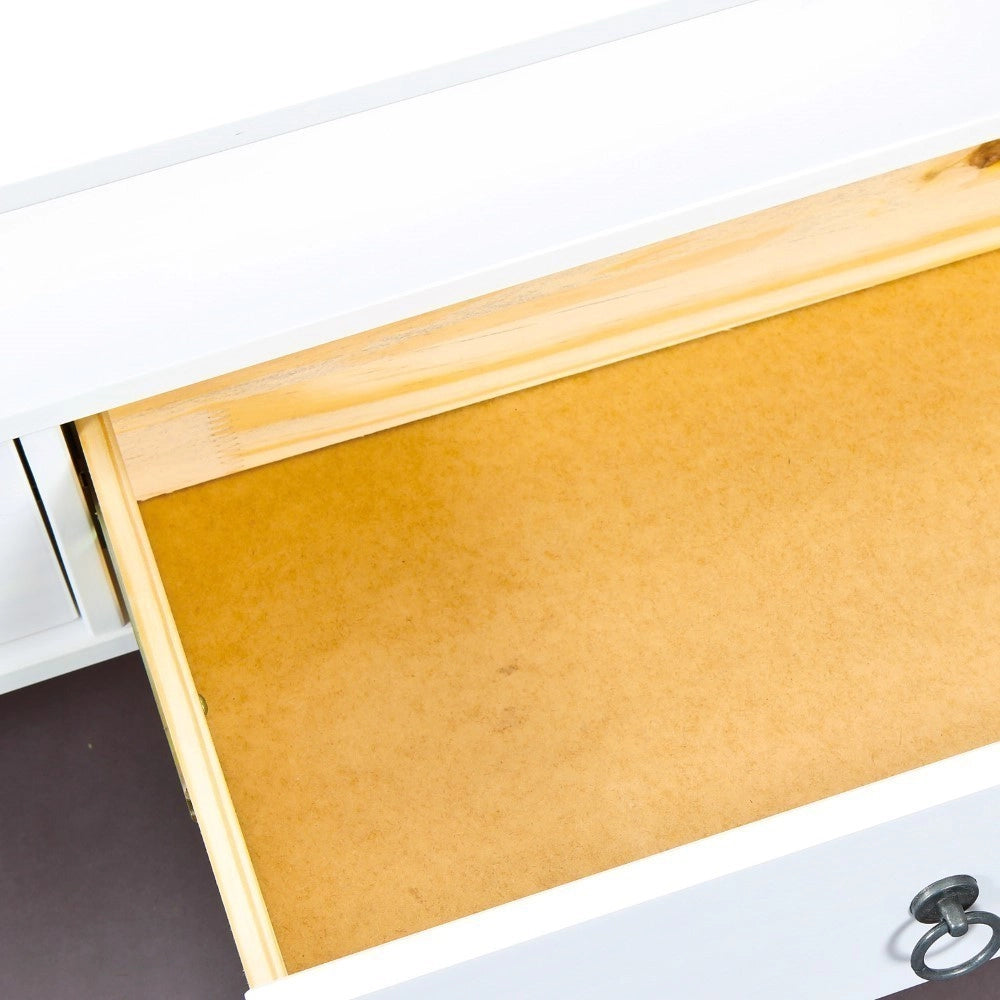 TAVOLINO PROVENCE 7 115x60x45H PINO MASSELLO VERNICIATO AD ACQUA BIANCO E TOP IN VETRO TEMPERATO