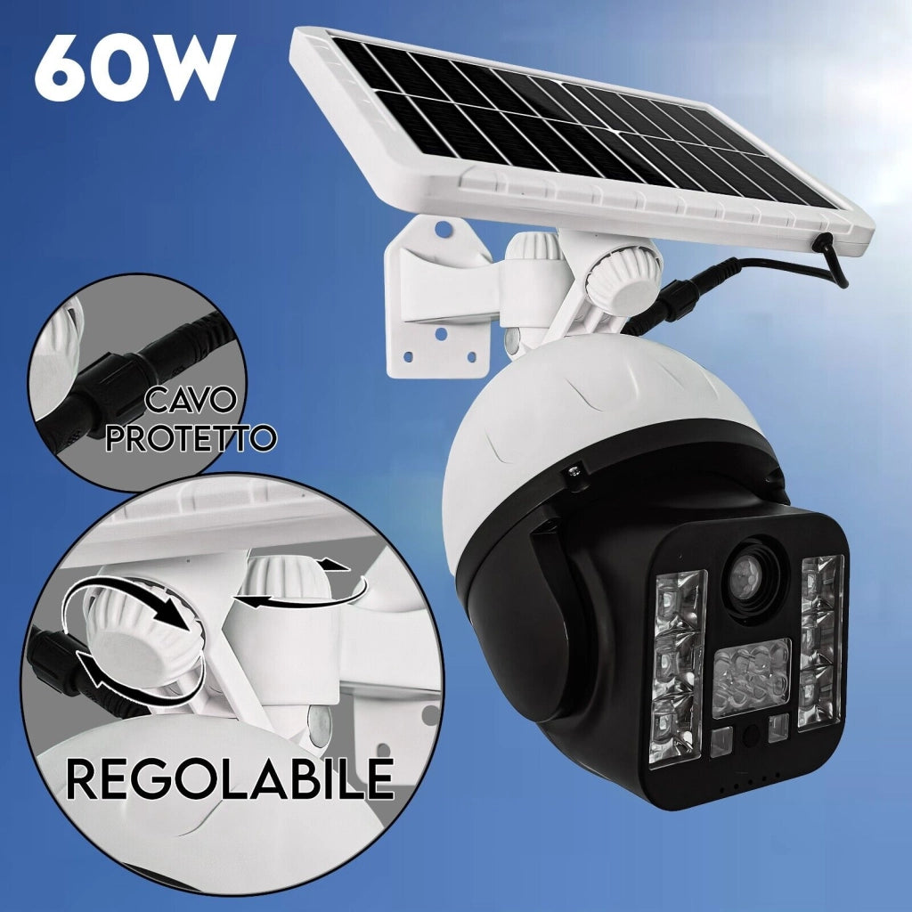 Telecamera Finta Esterno con Ricarica Solare Lampada LED Sensore di Movimento