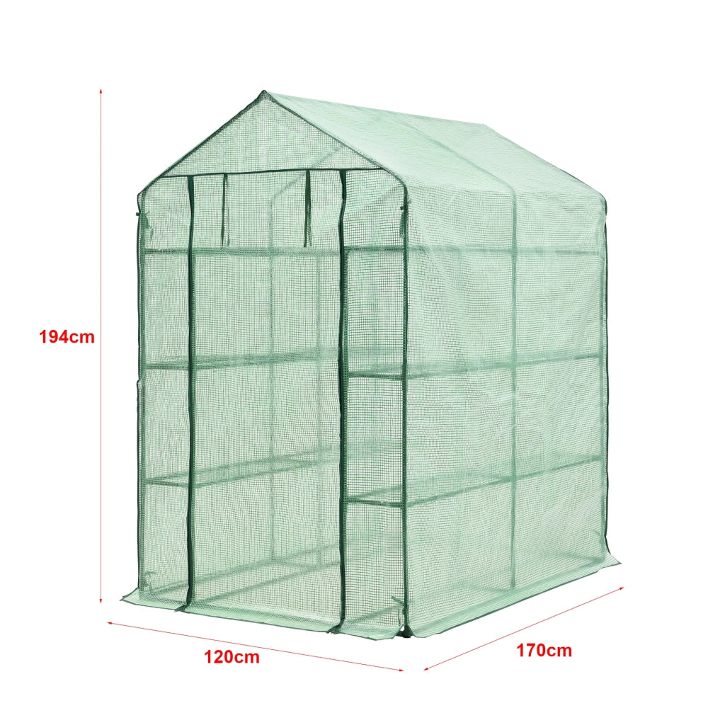 Serra da giardino Vale in acciaio e polietilene con ripiani integrati 120 x 170 x 194 cm verde 03_0008258