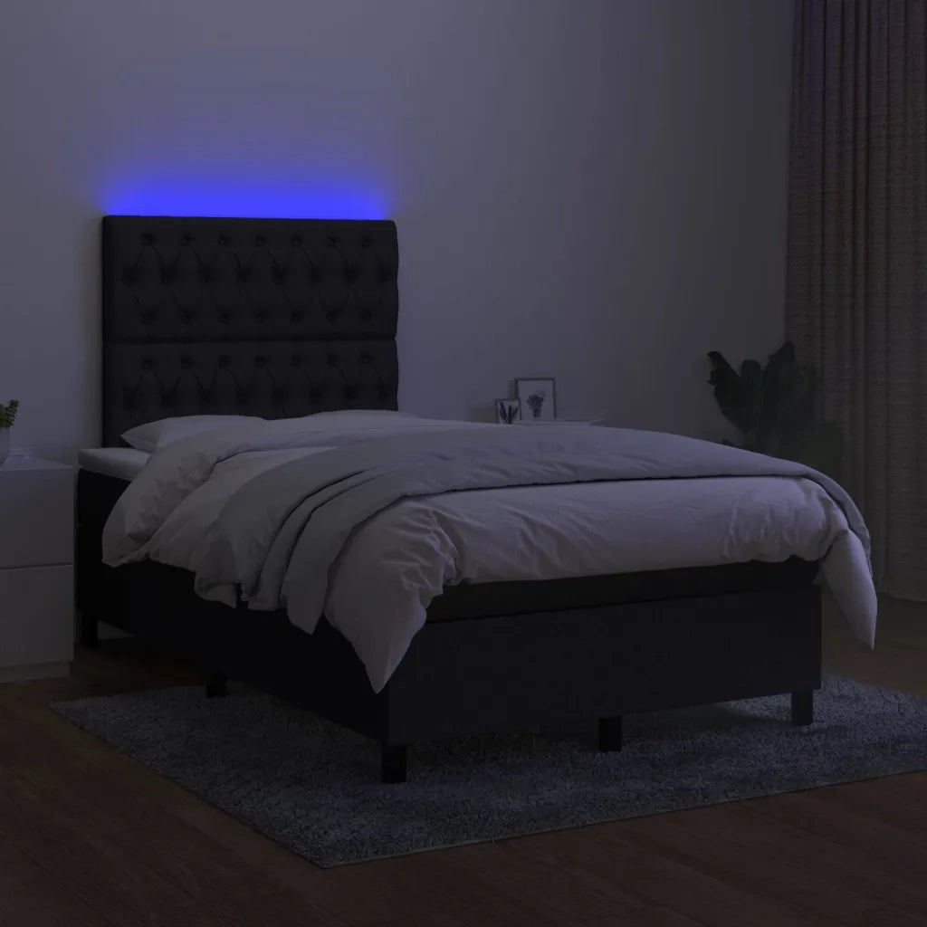 Letto a Molle con Materasso e LED Nero 120x200cm in Tessuto 3135103