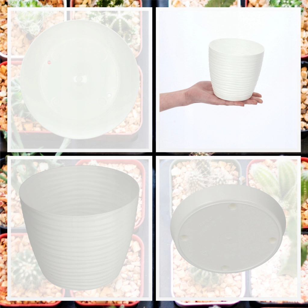 Vaso da fiori KADAX rotondo in plastica bianca, 13 cm.