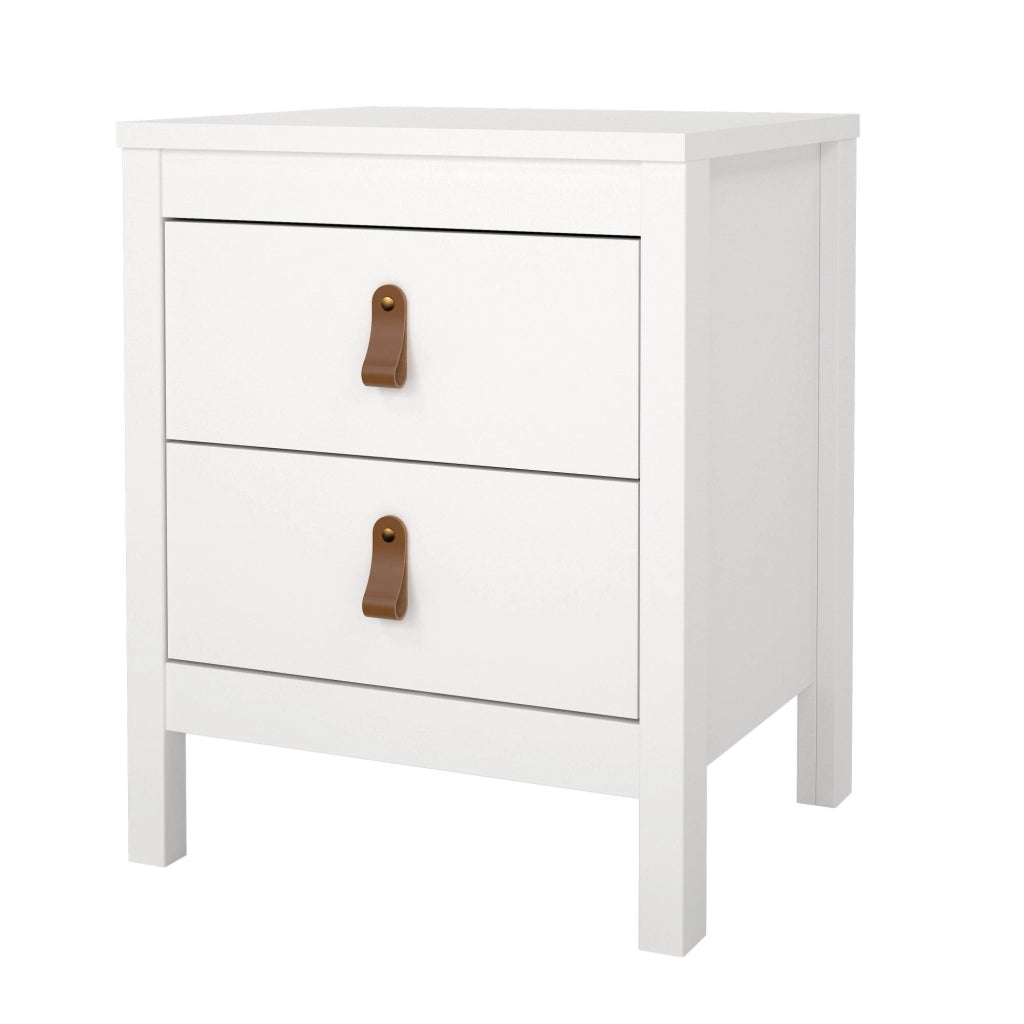 Comodino Fred, Comò basso, Tavolino da notte, Mensola da letto, 44x38 h54 cm, Bianco