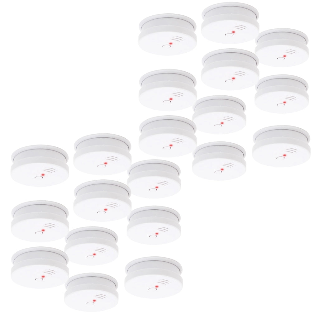 Rilevatore di fumo fotoelettrico con batteria 9V, 20 pz, Allarme Incendio 85dB, senza filo, DIN EN 14604