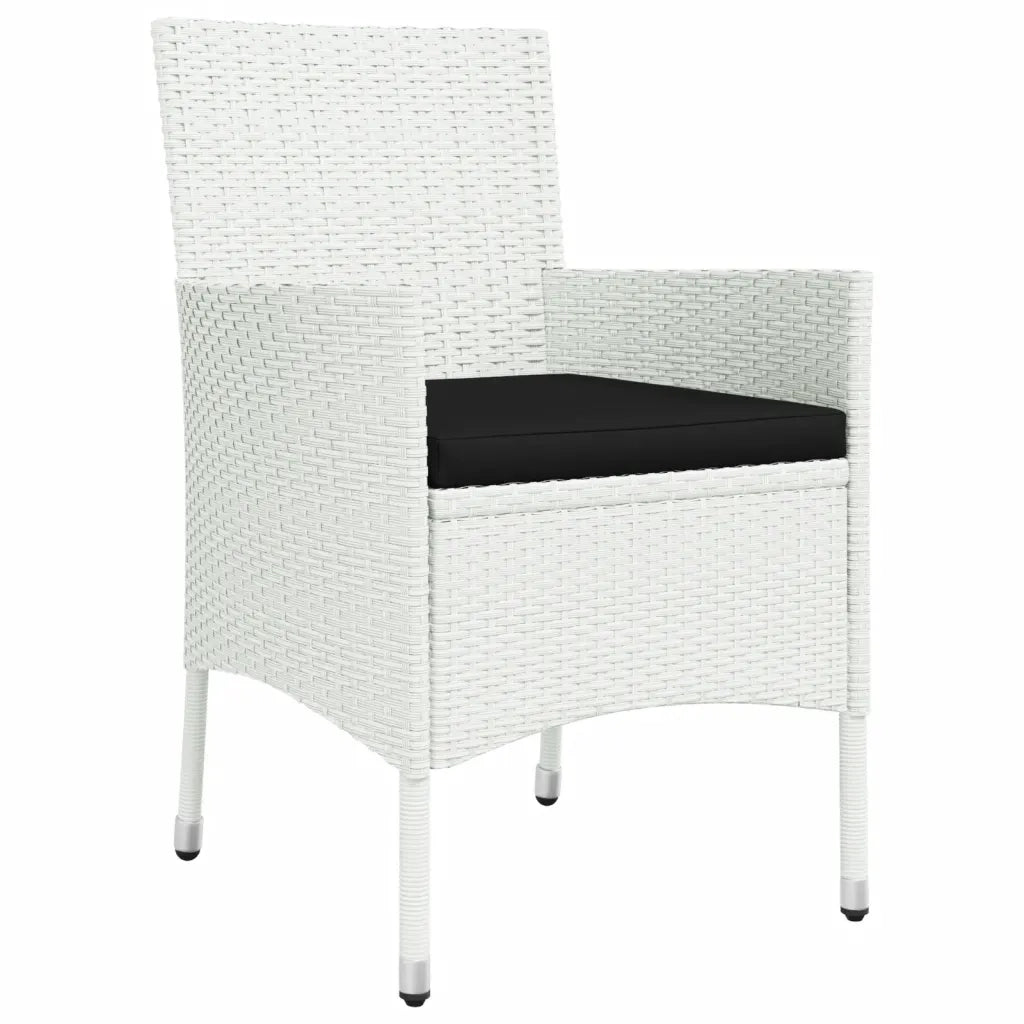 Set da Pranzo da Giardino 9 pz con Cuscini in Polyrattan Bianco 3187346