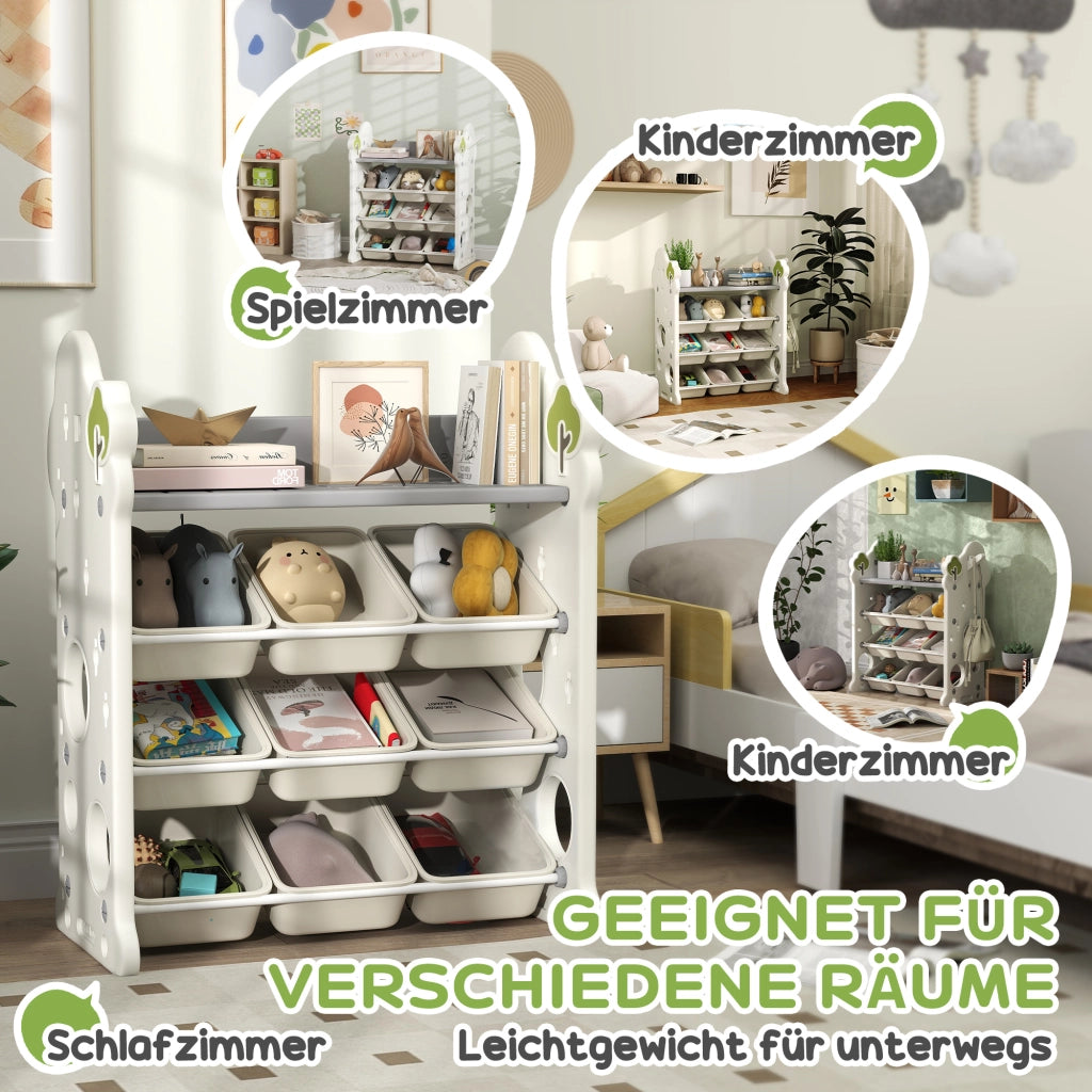 Libreria bambini con 9 contenitori ¨C zephmum ¨C plastica crema 60x30x60 cm