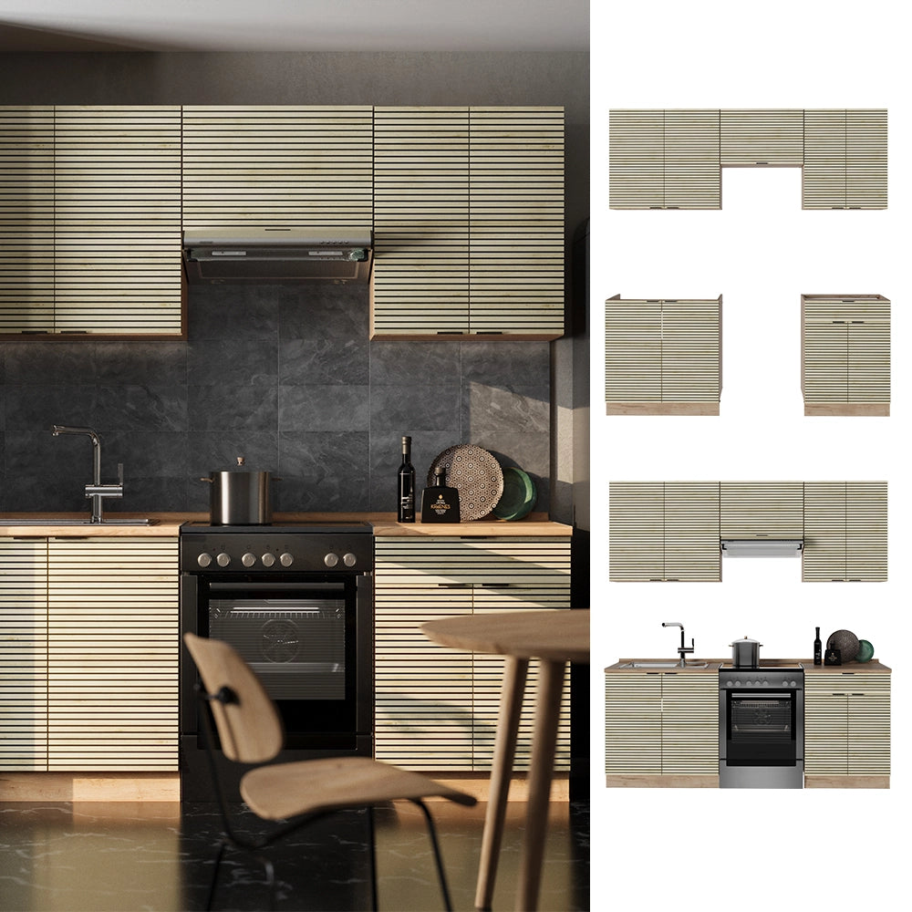 Cucina componibile Fame-Line Pannello in quercia/Rovere dorato 200 cm, PL Antracite Vicco