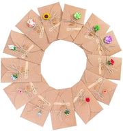Set di Carte da Invito con Disegni a Rilievo - Carte da Invito Blanco con Fiori - Carta da Lettere Retro - Carte da Invito con Buste - 13 Diversi Fiori - Dimensioni 14,3 x 10 cm