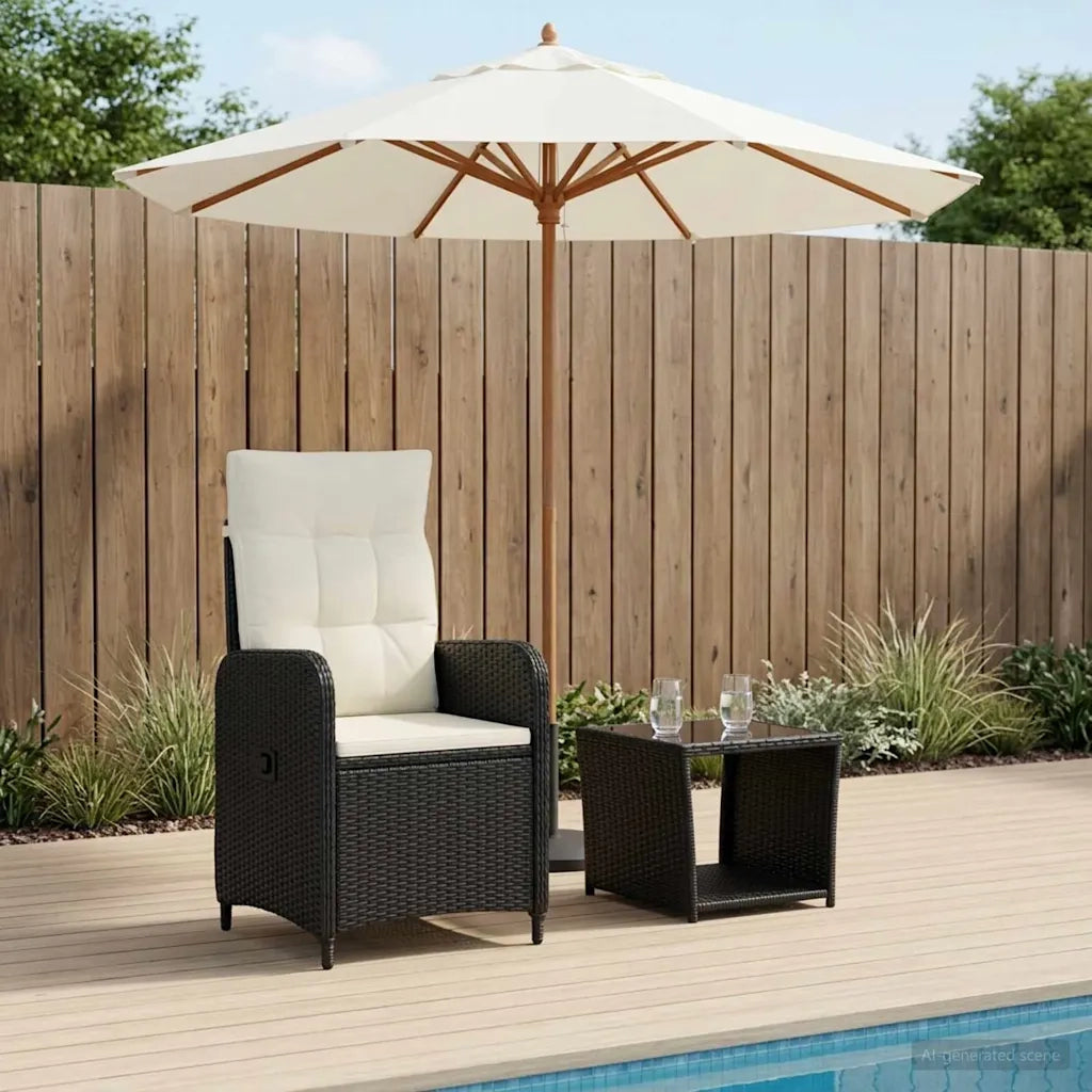 Set Lounge da Giardino 2 pz Nero e Bianco Crema 3422354