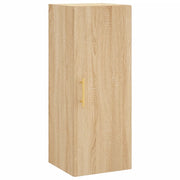 Mobiletto a muro di design pratico e funzionale con vani portaoggetti sospesi dimensioni 34,5 x 34 x 90 cm realizzato in legno composito di rovere Sonoma codice 02_0048656.