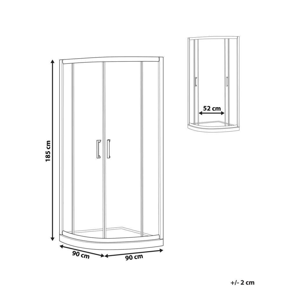 Box Doccia Semicircolare Vetro Temperato Doppia Porta argento 90 x 90 x 185 cm bagno