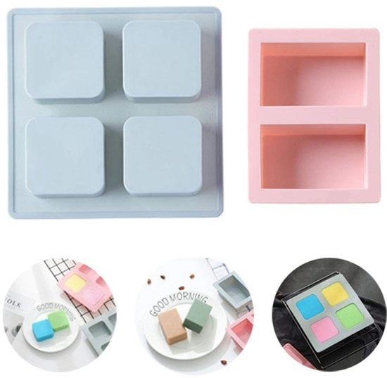 Set di Moulding in Silicone per Sapone e Artigianato - 2 Cavità e 4 Cavità - Senza BPA e Ambientalmente Piovane - Per Progetti Creativi - Colore: