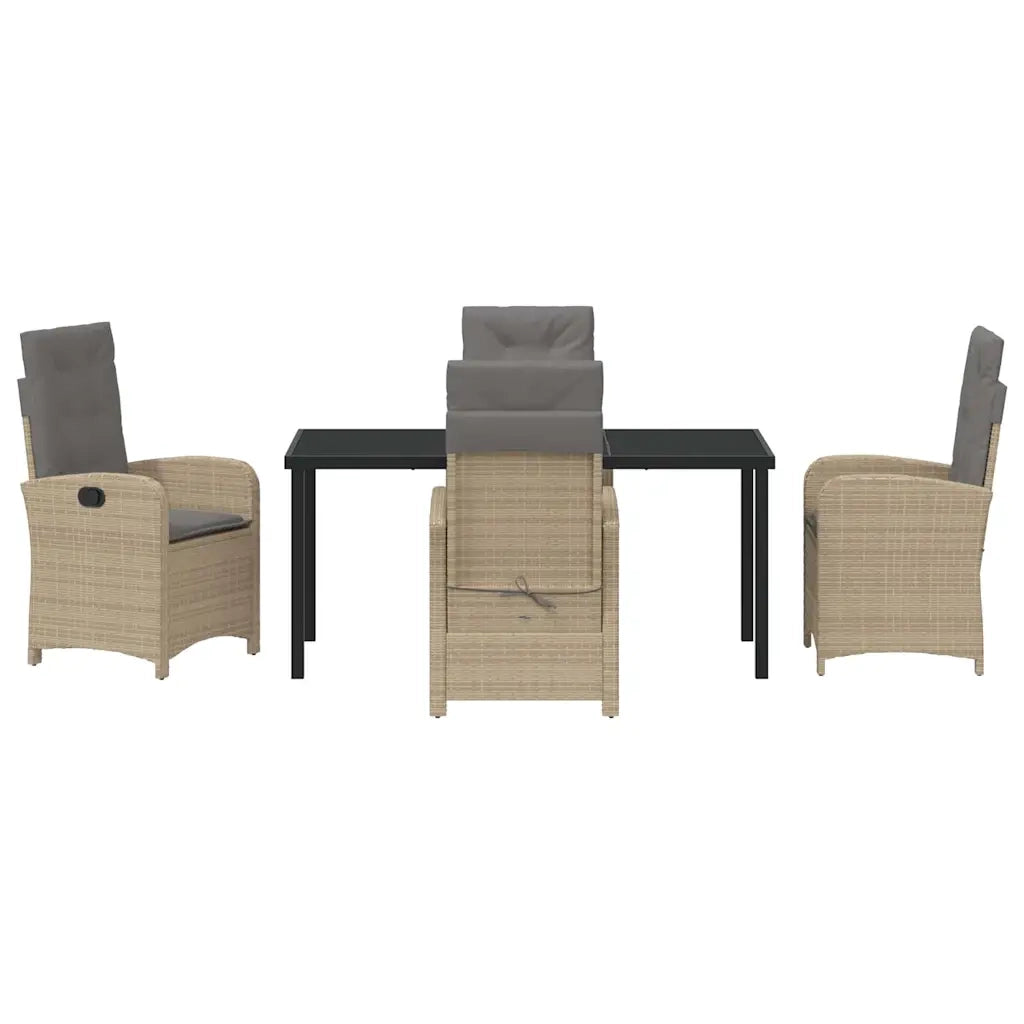 Set da Pranzo per Giardino con cuscino 5 pcs Beige polyrattan