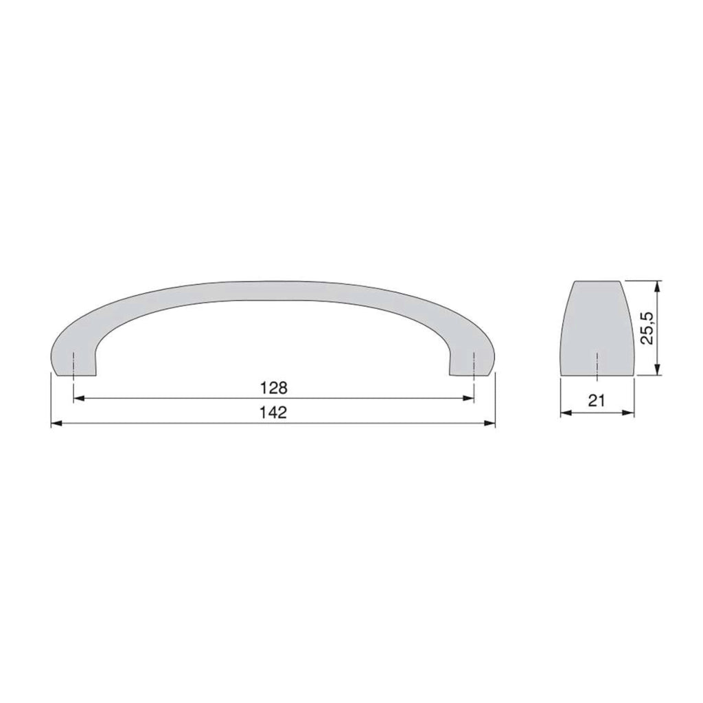 Emuca Maniglia per mobile Kyoto, L 142 mm, interasse 128 mm, Titanio, Zama, 1 lotto di 20 unitÃ 