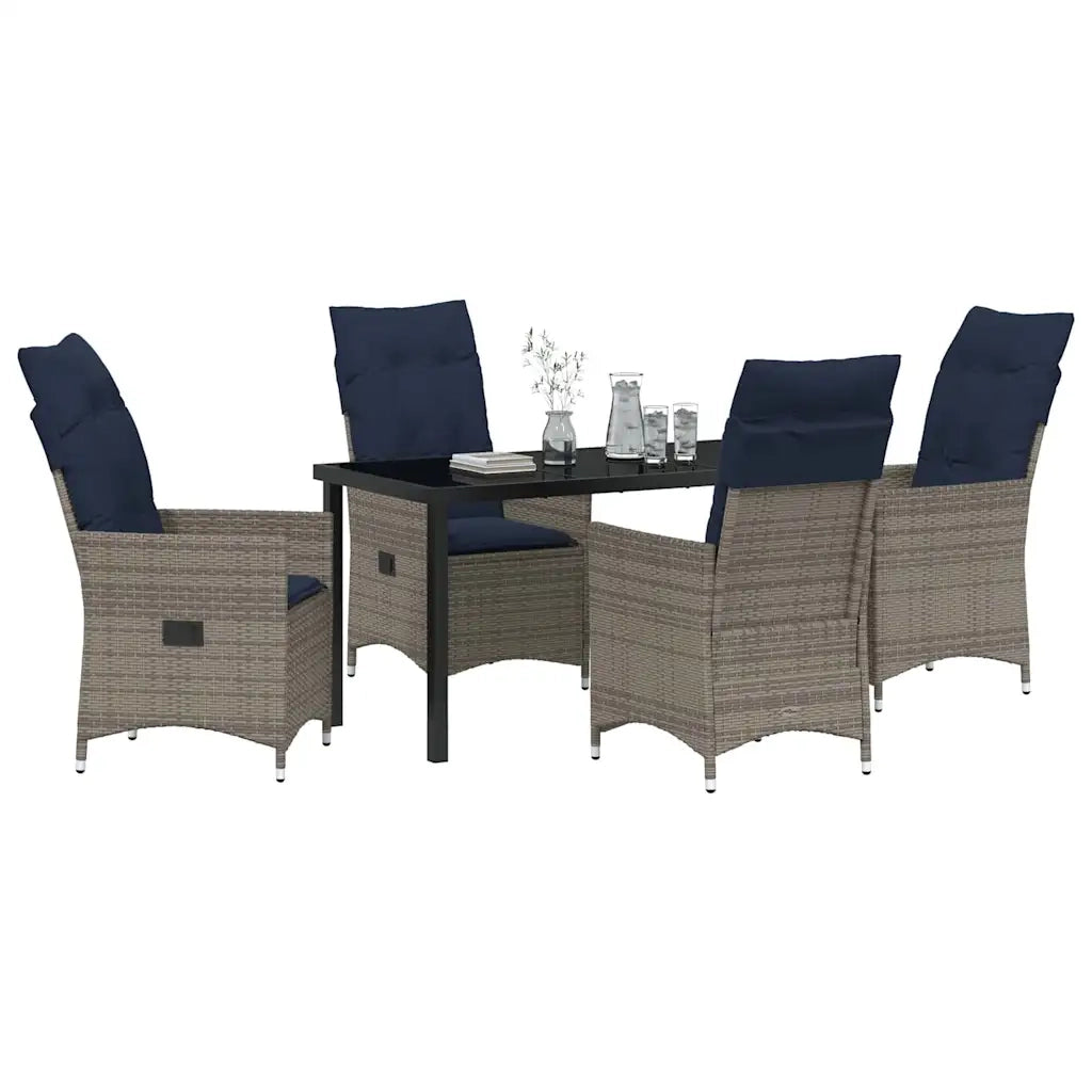 Set di tavolo e sedie con cuscino 5 pcs Grigio Rattan in PE 3379592