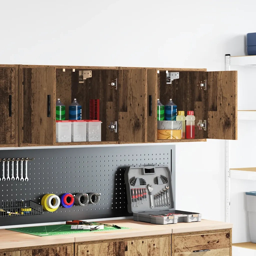 Pensili per Garage 2 pz Legno Antico in Legno Multistrato 860658