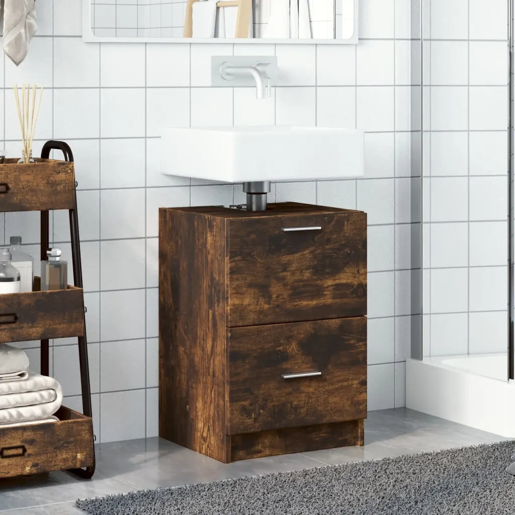 Mobile Lavabo | Armadio Lavabo Rovere Fumo 80x33x60 cm in Legno Multistrato
