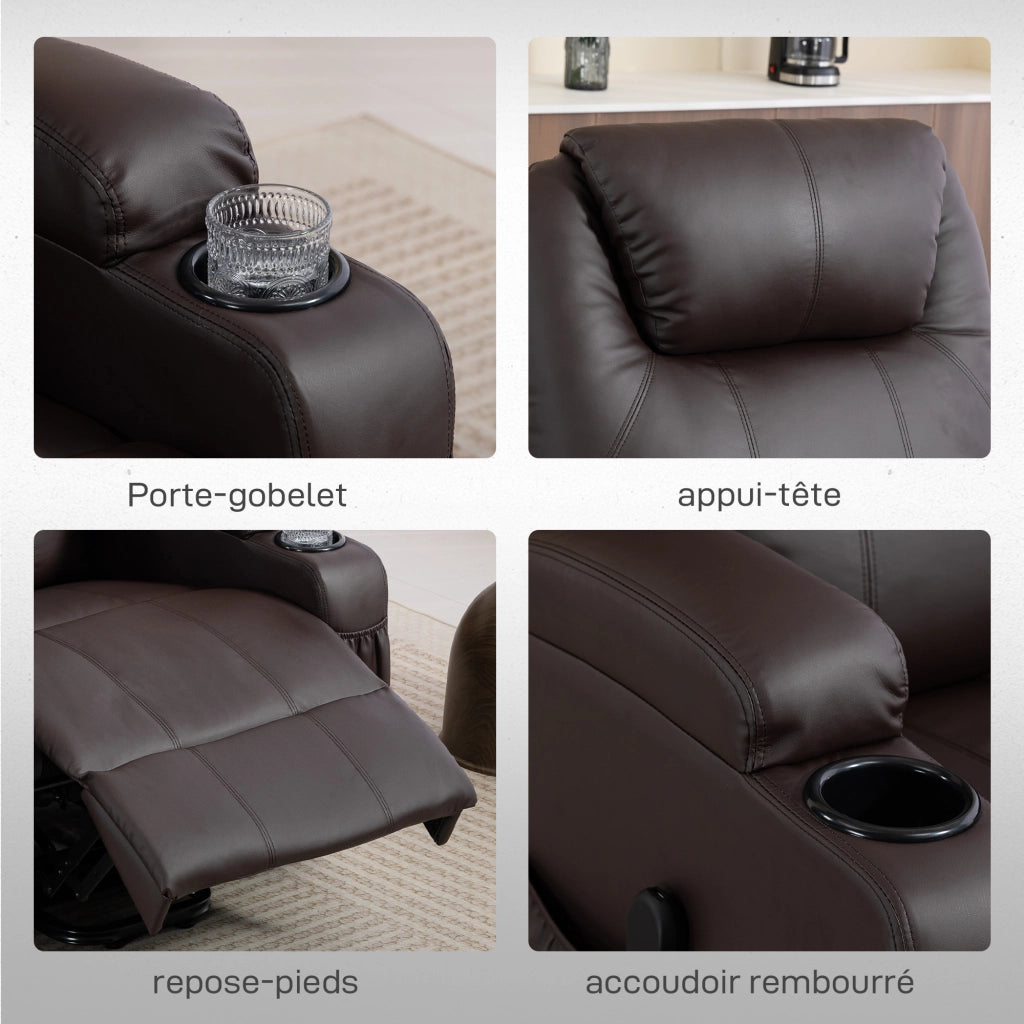 Poltrona relax elettrica alzapersona con poggiapiedi reclinabile e USB ¨C Xylo ¨C 83x95x107cm marrone