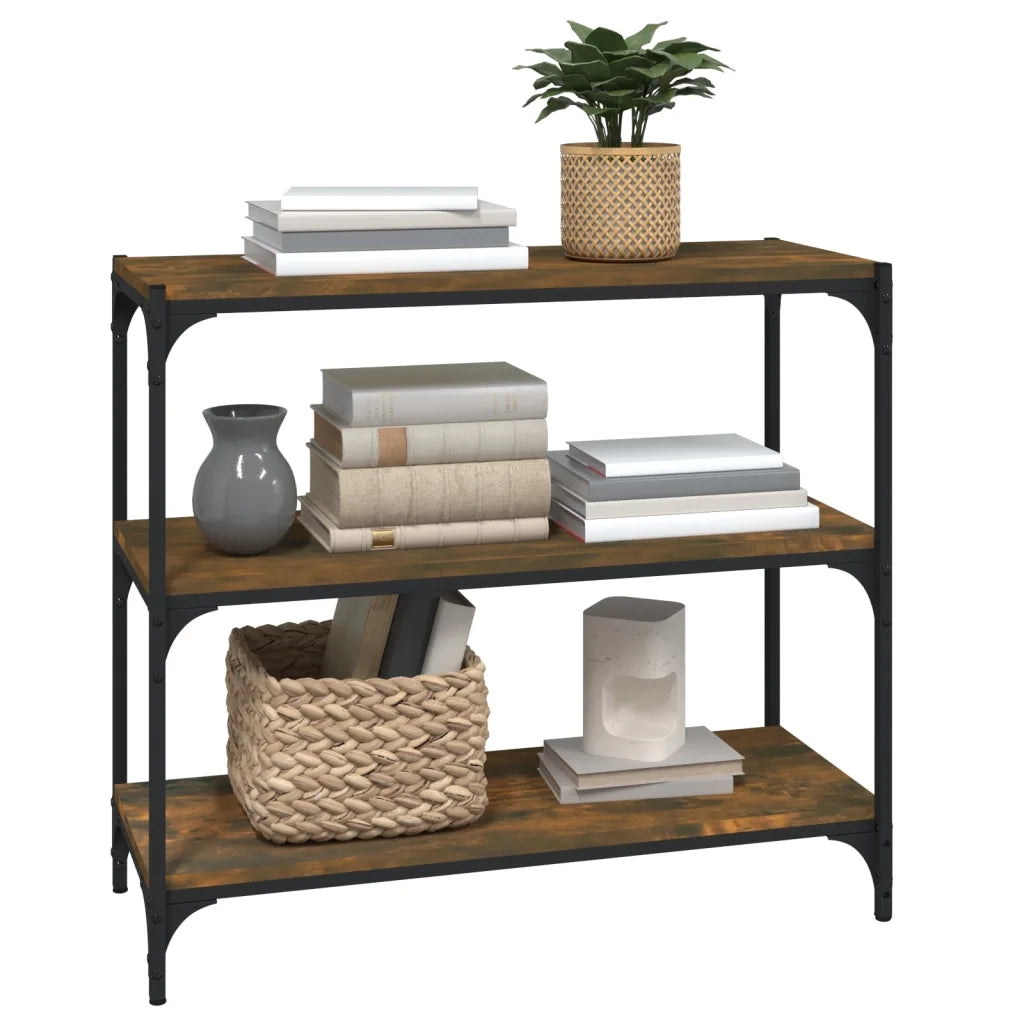 Libreria rovere fumo 80x33x70,5 cm Legno Multistrato e Acciaio 819339