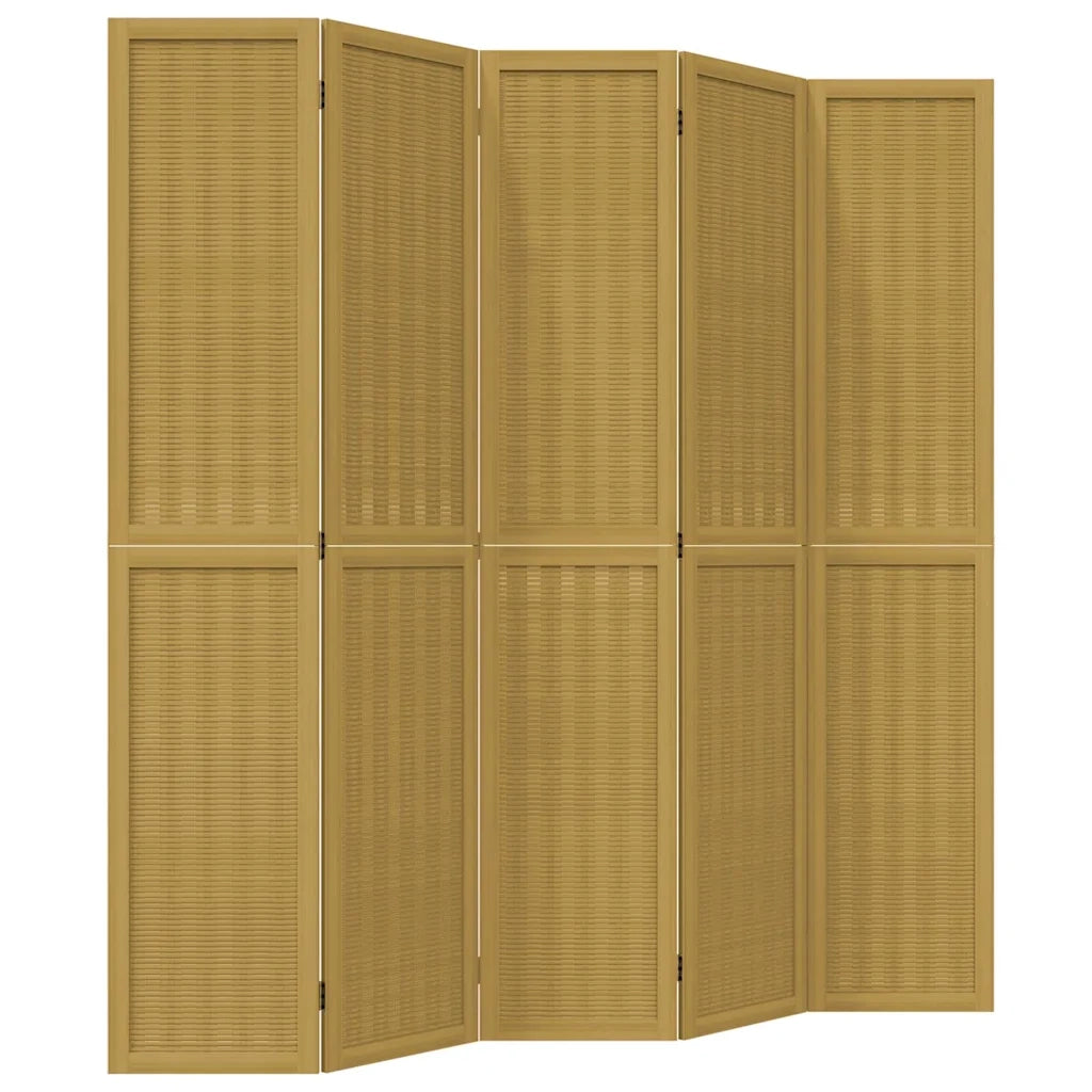 Divisorio Ambienti | Divider per stanze | Paravento 5 Pannelli Marrone Legno Massello Paulownia
