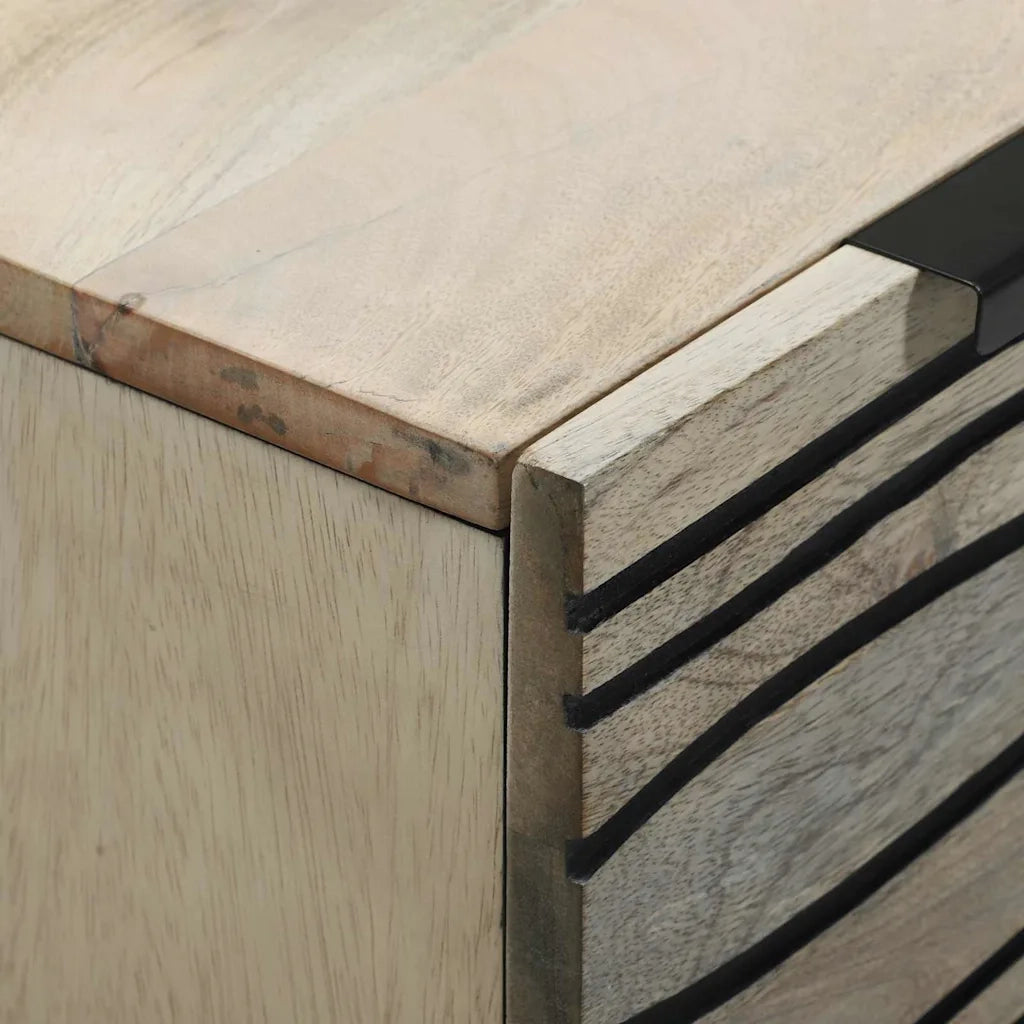 Credenza-Buffet-Armadio da cucina Bianco 60 x 33.5 x 75 cm Legno massello di mango 855830