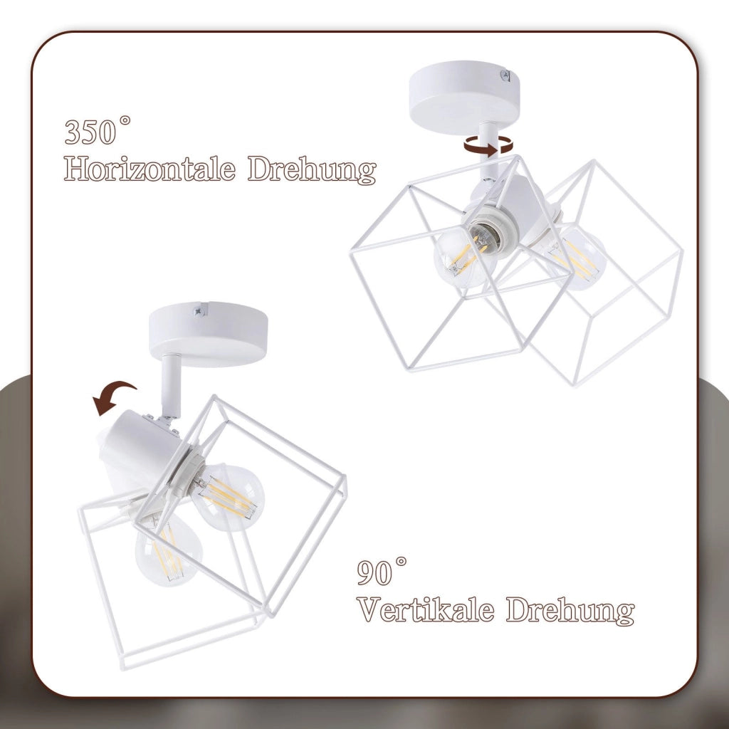 ZMH Faretto da soffitto 1 fiamma E14 plafoniera orientabile 350° metallo vintage soggiorno