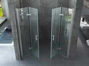 Porta doccia a libro ingresso centrale cristallo 8mm trasparente h.195 SEA BIS 190 cm,Flacone anticalcare incluso