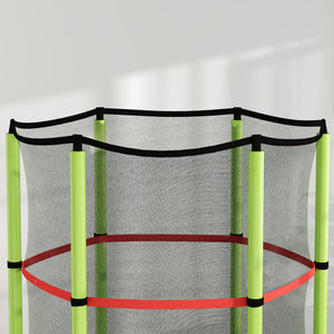 Tappeto Elastico per Bambini 3-6 Anni Ø140x190 cm con Rete di Protezione Verde e Nero