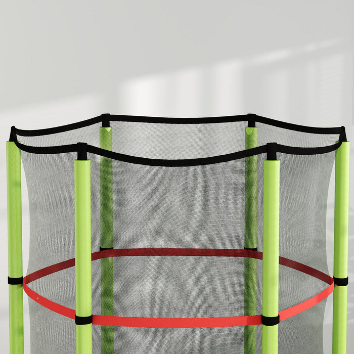 Tappeto Elastico per Bambini 3-6 Anni Ø140x190 cm con Rete di Protezione Verde e Nero