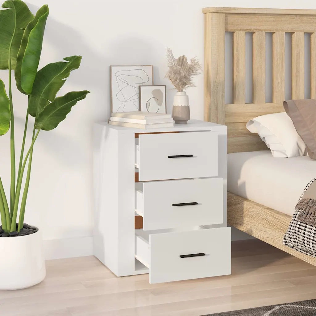 Comodino | Armadio da Notte | Mobiletto da notte Bianco 50x36x60 cm in Legno Ingegnerizzato
